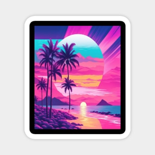 80s Retro Sunset Magnet