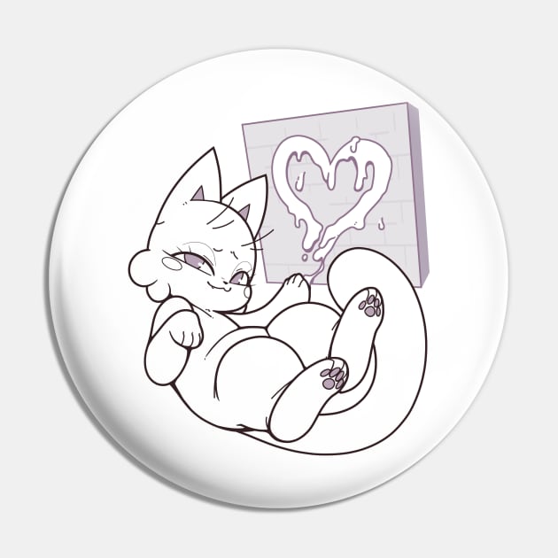 Lotion Cat - Lotion Heart Pin by kekitopu