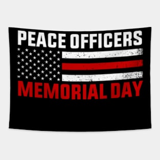 Peace Officers Memorial Day USA Flag Tapestry