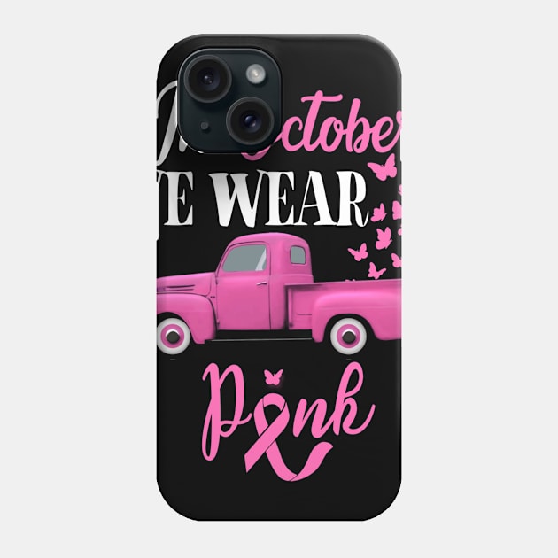 October Breast Cancer Awareness Month Pumpkin Vintage Truck Phone Case by Fowlerbg