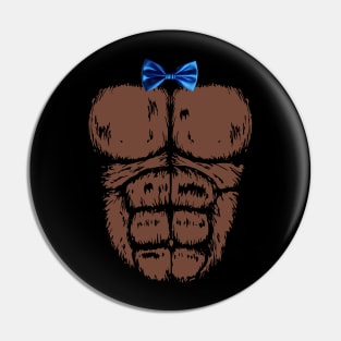 Gorilla Chest with Blue Bow Tie Funny Halloween Monkey Pin