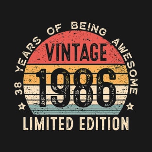 38 Year Old Gifts Vintage 1986 Limited Edition 38th Birthday T-Shirt