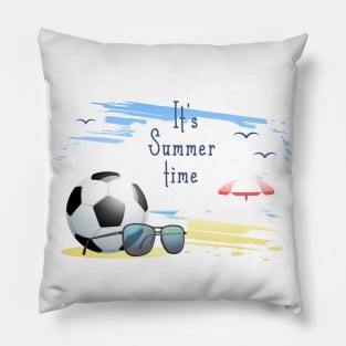 it' s  summer  time sports card .soccer Pillow