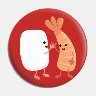 Cute sushi rice prawn friends cartoon Pin