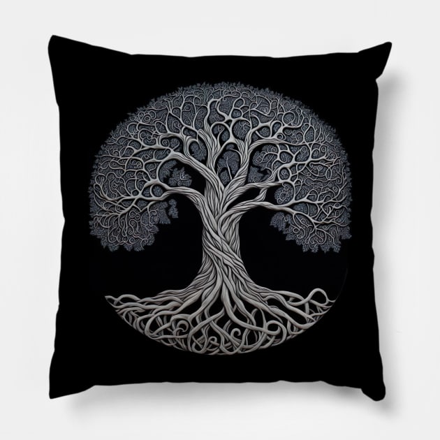 Celtic Pagan Tree of LIfe Yggdrasil "Silver Tree of Life" Pillow by The Fata Morgana