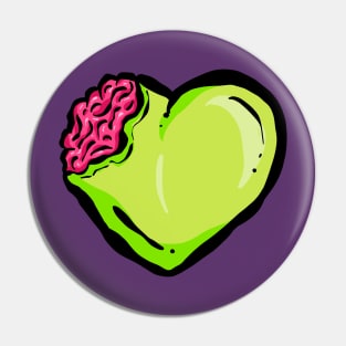 My Green Voodoo Dead Zombie Heart and Brains Pin