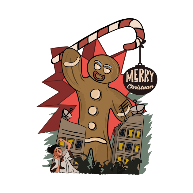 Gingerbread man destroys the city by thepicasso