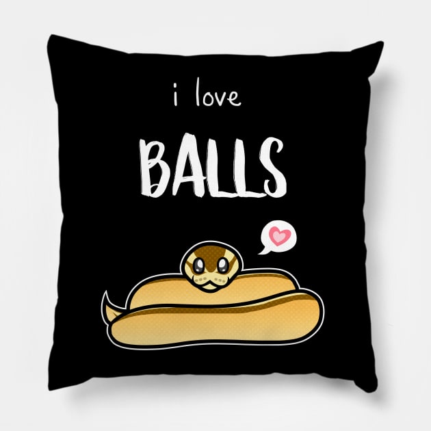 I Love Balls (Ball Python) Pillow by Catbreon