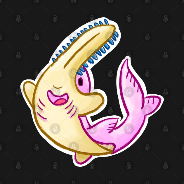 Cute Pink Sawfish Sawtooth Shark by narwhalwall