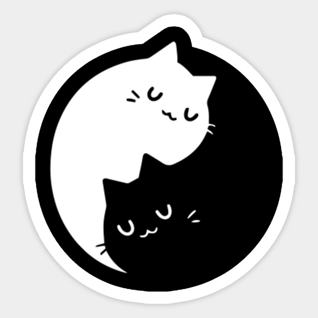 Cute Cozy Yin Yang Cats Cat Yin Yang Sticker Teepublic