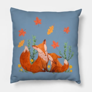 cute fox family Pillow