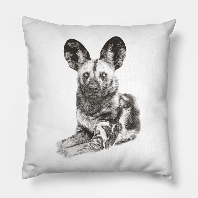 Wild Dog Making Eye Contact Pillow by scotch