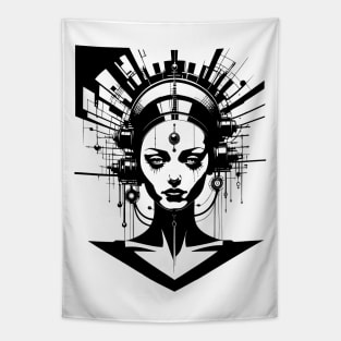 Space Captain is Go! Sci Fi Cyborg (black) Tapestry