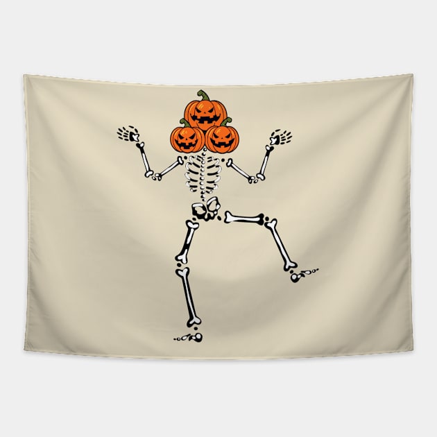 Skelleton Pumkin Dance Tapestry by BloomInOctober