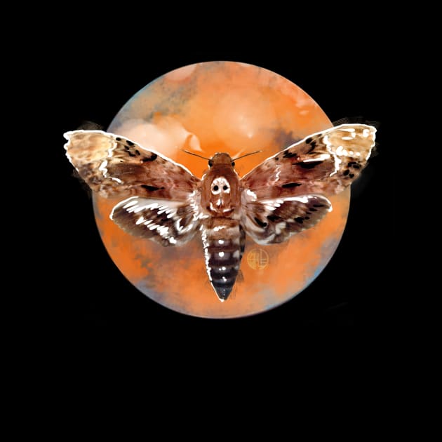 Death's Head Moth Blood Moon by sandpaperdaisy