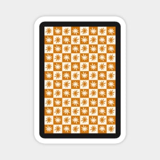 Lisa Says Gah Inspired Checkered Flower Trendy Brown Magnet