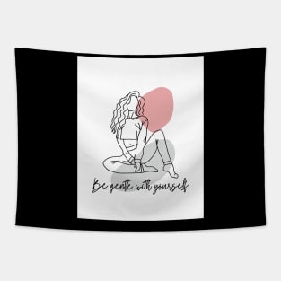 Black and white minimalist woman Tapestry