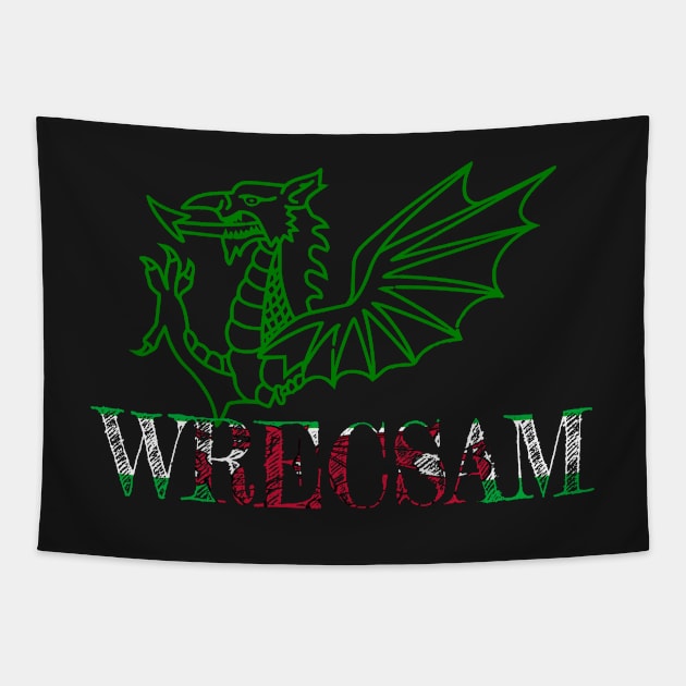 WRECSAM GREEN WELSH FLAG DRAIG GOCH RED DRAGON Tapestry by MarniD9