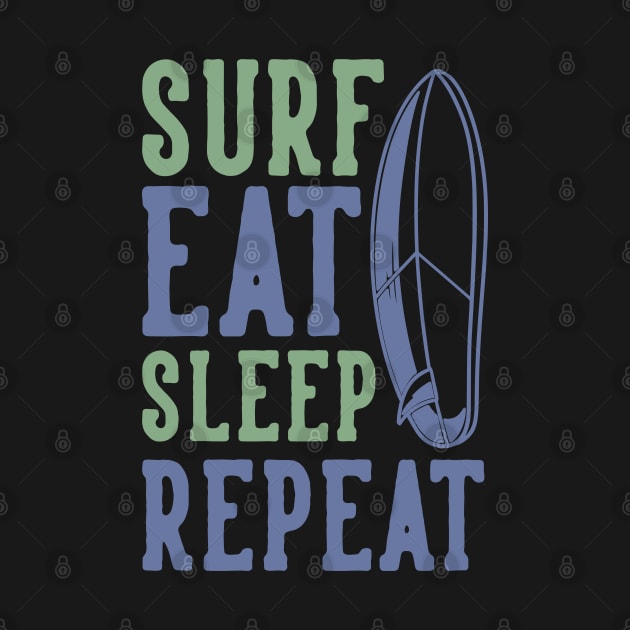 Surf Eat Sleep Repeat Typography - Cool by Ravensdesign