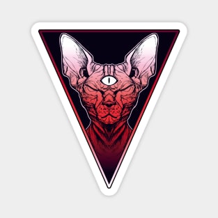 three eyed sphinx cat , triangle sticker Magnet