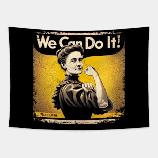 Marie Curie Design Empowered Women Inspired by Vintage Poster We Can Do It! Tapestry
