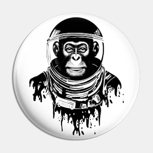 B&W space chimp illustration, Printed Truth Gift Idea! Pin