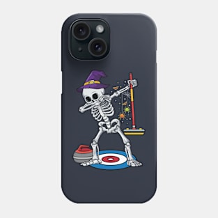 Curling Player ice Sports Dabbing Skeleton Curling Halloween Phone Case