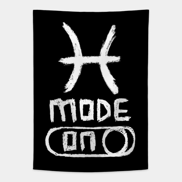 Pisces Mode ON, Zodiac Sign Tapestry by badlydrawnbabe