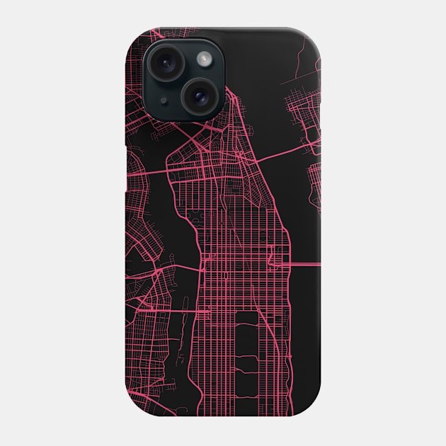 New York City Map | NYC Map | Purple Pink Map Of New York City Phone Case by benayache