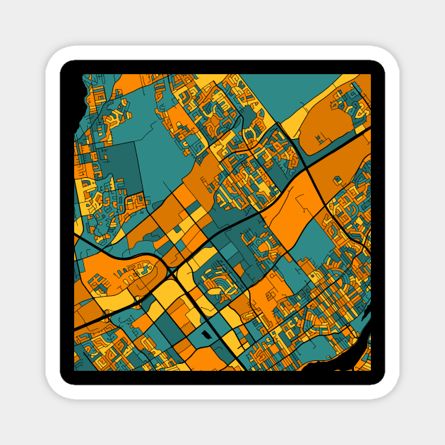 Laval Map Pattern in Orange & Teal Magnet by PatternMaps