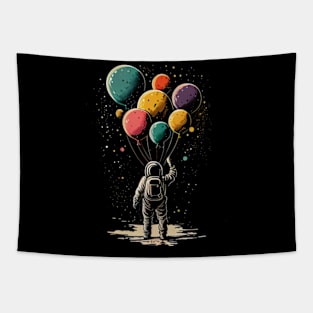 Astronaut Holding Planet Balloons Astrology Astronaut Suit Mars Space Travel Saturn Earth Stars Universe Astronomy Outer Space Neptune Balloons Venus Tapestry