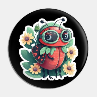 Ladybug Watercolour Art Pin