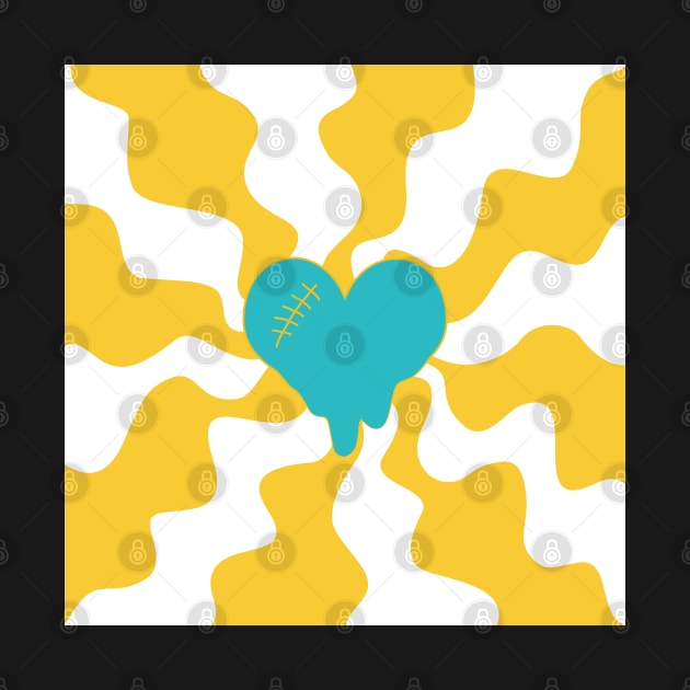 Heart Melt - Turquoise and Yellow by LAEC