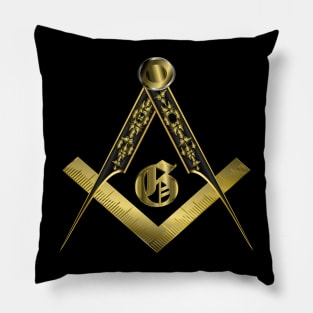 Masonic Square and Compass -Black  Gold Pillow