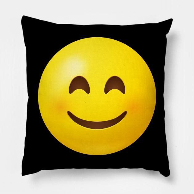 A smiling face emoji with smiling eyes Pillow by Vilmos Varga