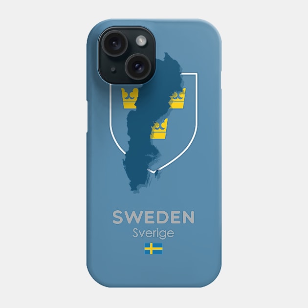 Sweden Map and Flag Phone Case by 9bitshirts