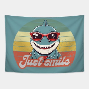 Funny shark invite you to smile Tapestry