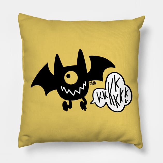 Bat Monster Laugh Pillow by RizanDoonster