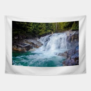 Winter Waterfall Into A Glacial Pool Tapestry