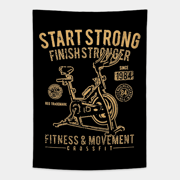 Start Strong Fitness Tapestry by JakeRhodes