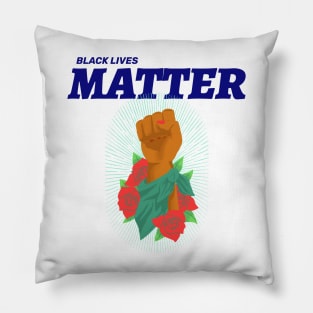 Black Lives Matter Floral Raised Fist Pillow