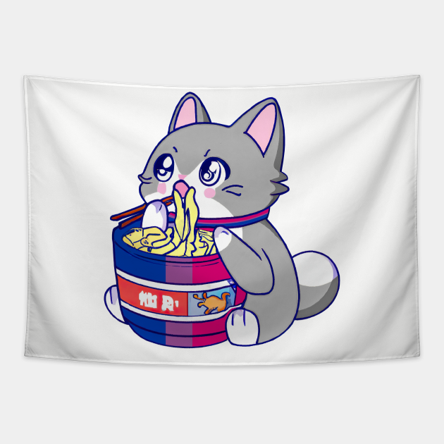 Bisexual Flag Anime Kawaii Kitty Cat w/ Ramen Noodles LGBT - Bisexual Anime - Tapestry | TeePublic Bisexual Flag Anime Kawaii Kitty Cat w/ Ramen Noodles LGBT - Bisexual Anime - Tapestry | TeePublic