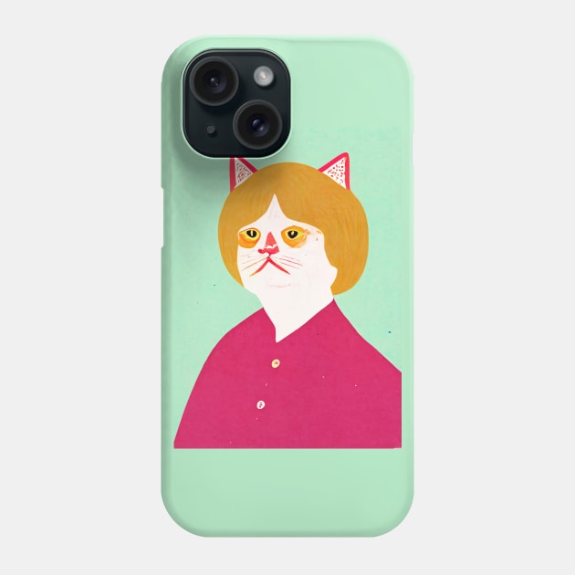 Merkel Cat Retro Poster Vintage Art Kanzler Wall Merkel Pink Illustration Phone Case by BetterManufaktur