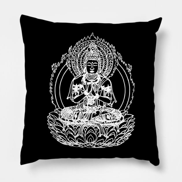 Flaming Buddha Pillow by madeinchorley