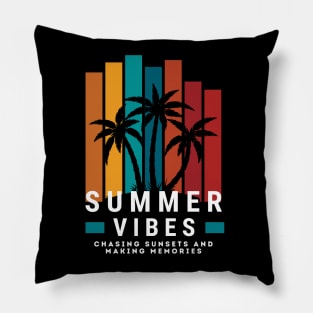 Summer Family Vacation 2024 Vibes - Summer Vibes Chasing Sunsets and Making Memories - Beach Memories Cool Saying  - Sunset-Themed | Summer Travel Essentials Gift Pillow