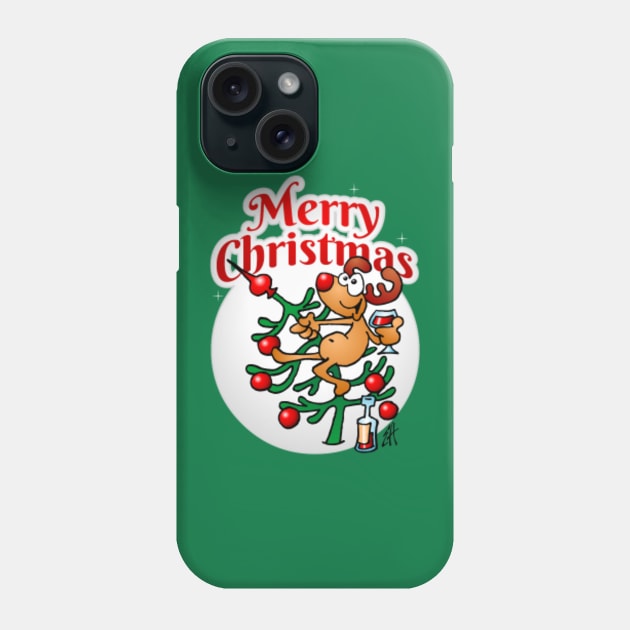 A reindeer in a Christmas tree - Merry Christmas Phone Case by Cardvibes