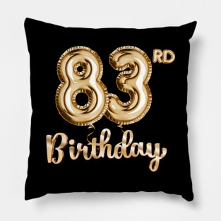 83rd Birthday Gifts - Party Balloons Gold Pillow