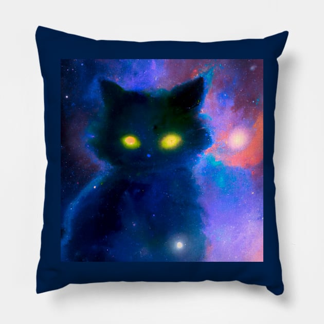 Cosmos Cat is Always Watching Pillow by Star Scrunch