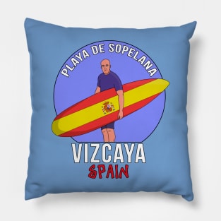 Sopelana Beach Biscay Spain Pillow