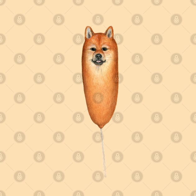 Corn Dog Japanese Shiba Inu by Tasmin Bassett Art